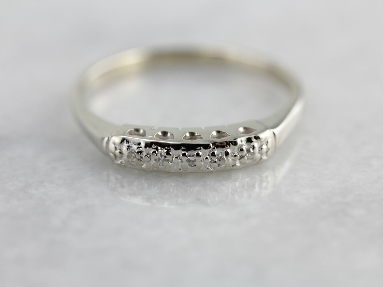 Five Diamond White Gold Wedding Band