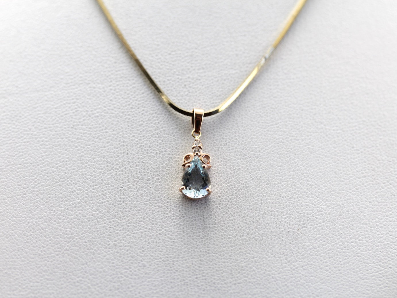 Aquamarine and Diamond Drop Pendant