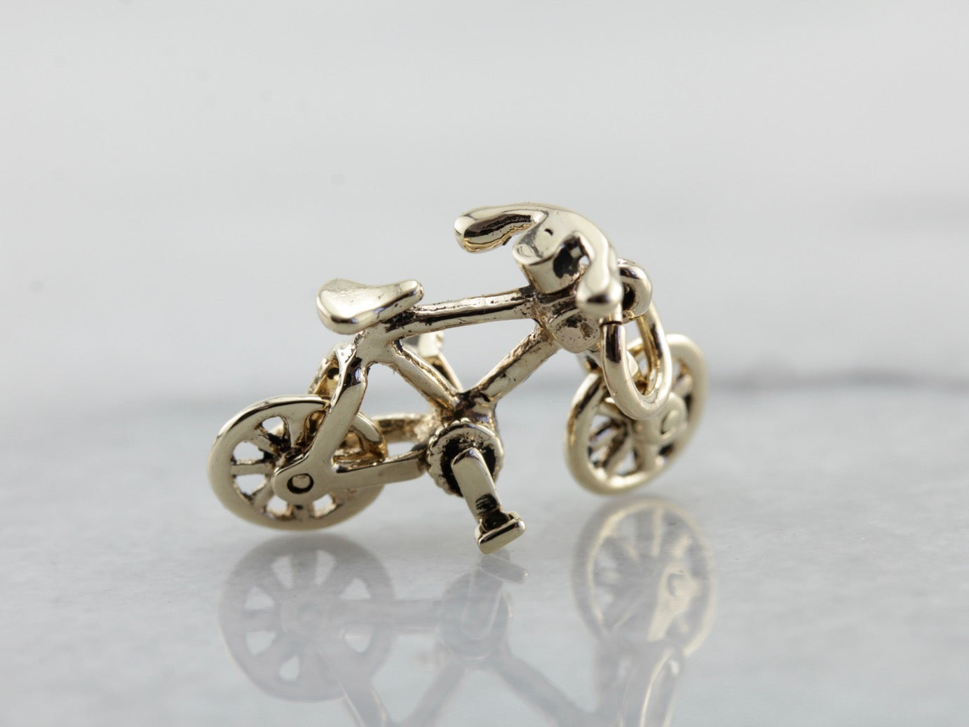 Moving Wheels, Gold Bicycle Charm