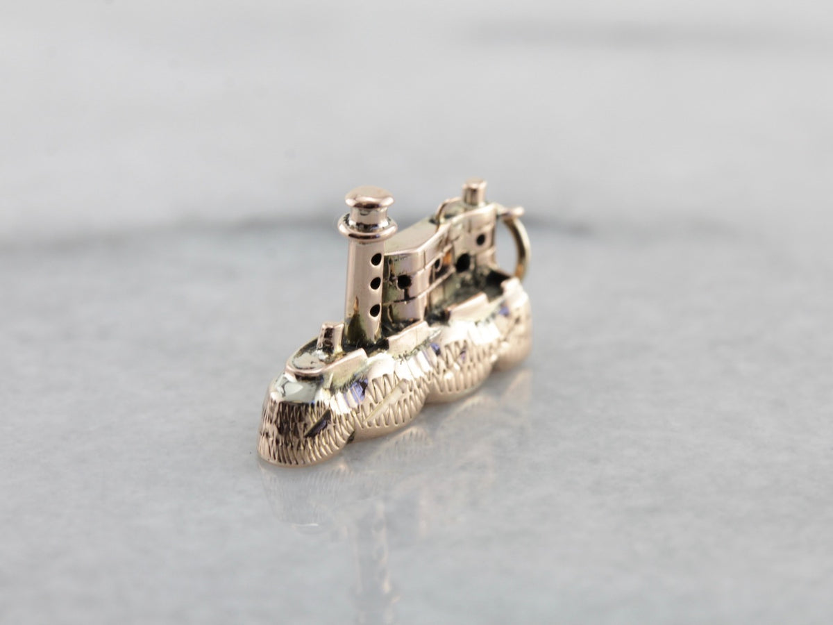 Shoreline Seacoast Lighthouse Charm or Pendant in Rose Gold