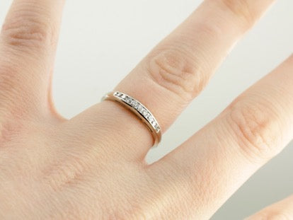 Single Cut Diamond Wedding Band in White Gold