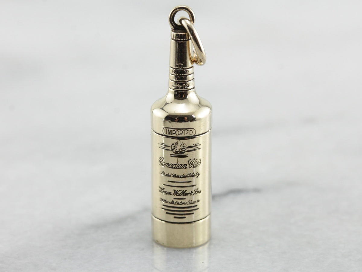 Canadian Club Whiskey Bottle Gold Charm Pendant