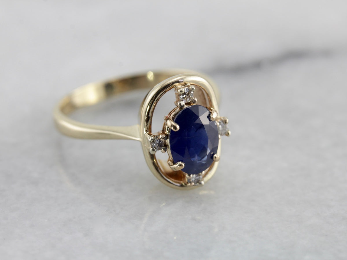 Sapphire and Diamond Cocktail Ring in Yellow Gold