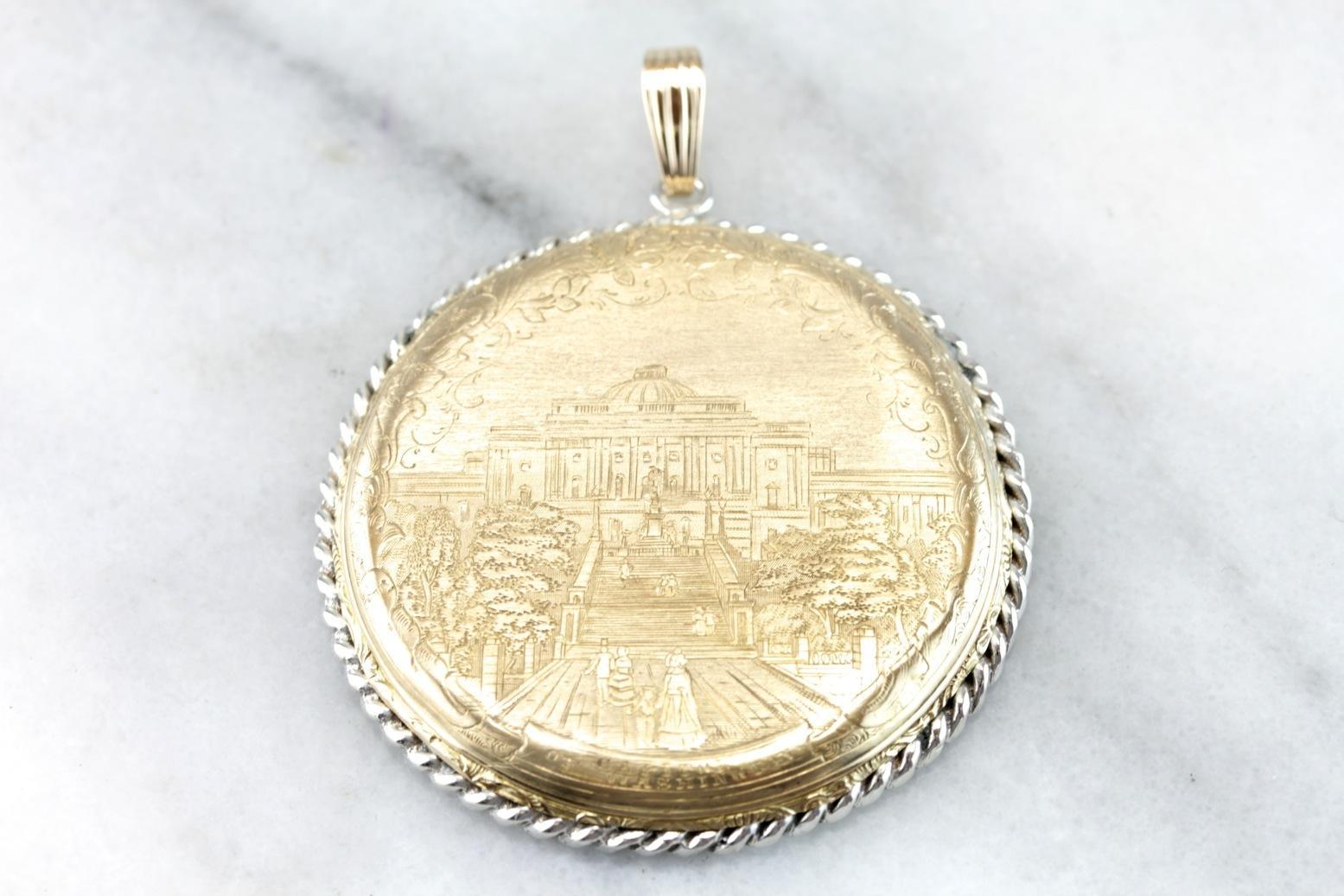 In Memory of Washington: One of a Kind Capitol Steps Pendant in Silver and Gold