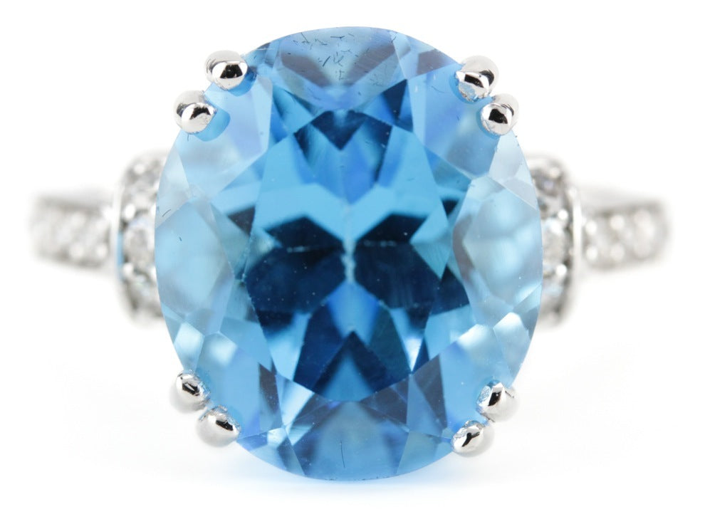 The Edie Blue Topaz Diamond Cocktail Ring