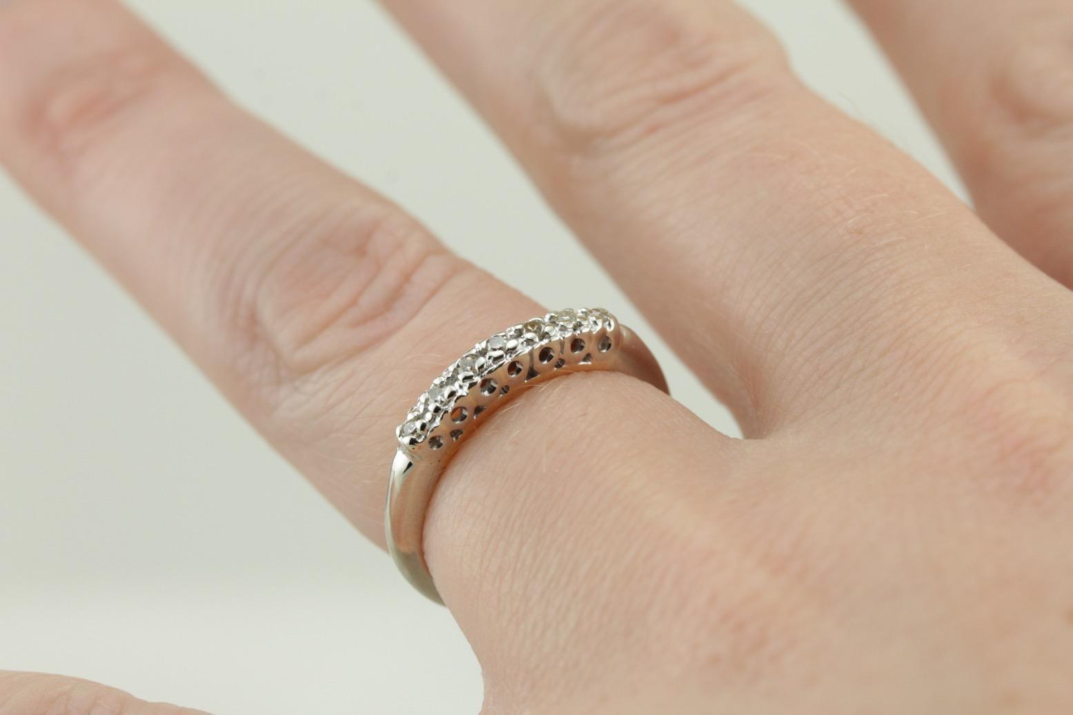 Seven Diamond Wedding or Anniversary Band, Small Diamonds with Fine Metal Work