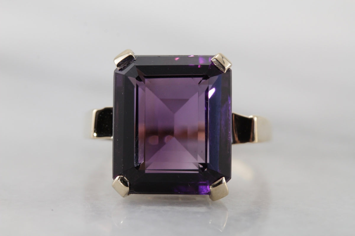 Mid Century Modern Amethyst Statement Ring