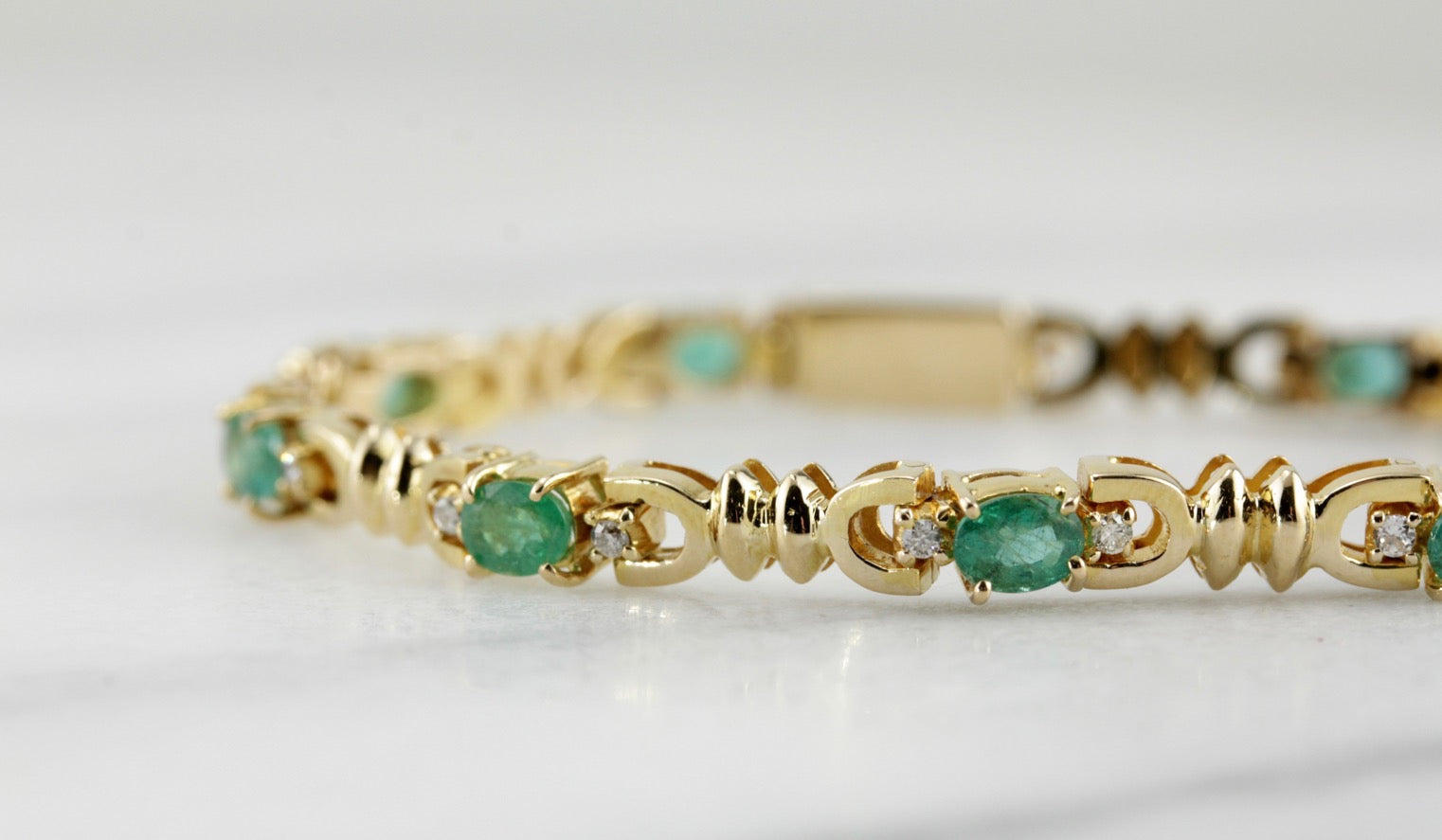 Stunning Emerald and Diamond Birthstone Bracelet