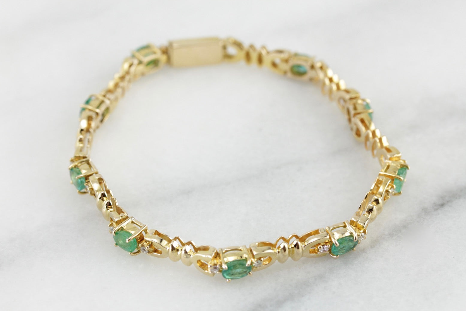 Stunning Emerald and Diamond Birthstone Bracelet