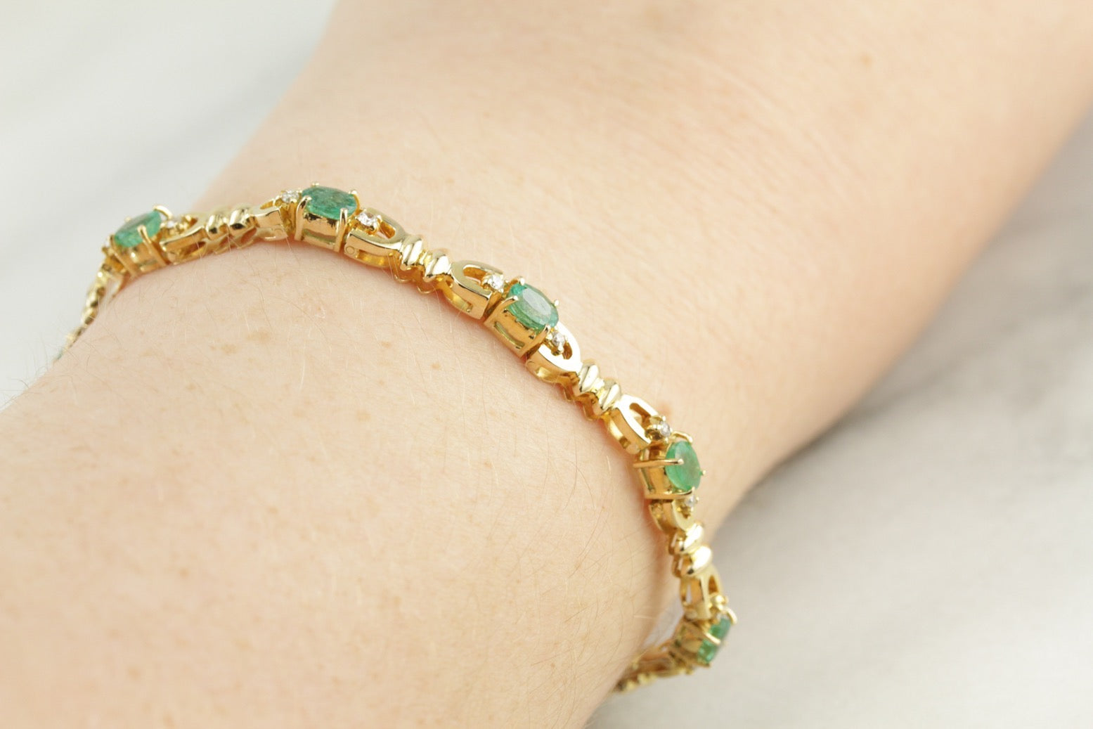 Stunning Emerald and Diamond Birthstone Bracelet