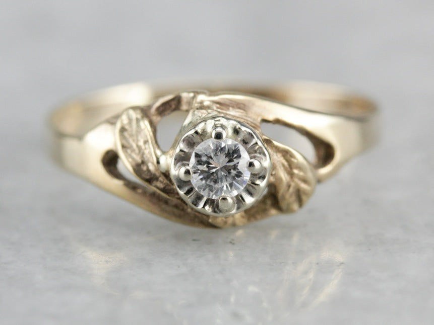 Mid Century Sweetheart Diamond Engagement Ring