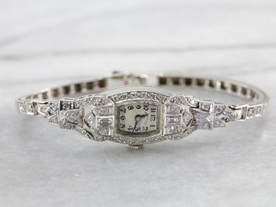 Vintage Ladies Wrist Watch by Hamilton Watch Co., Platinum and Diamond