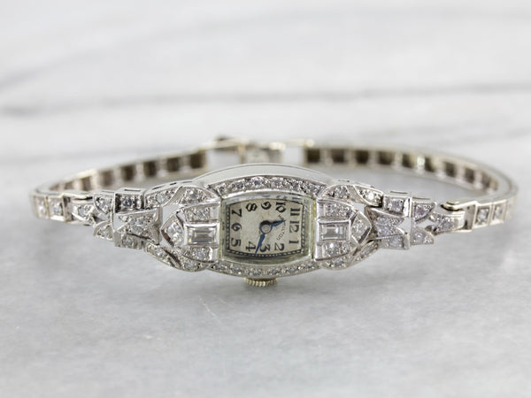 Vintage Ladies Wrist Watch by Hamilton Watch Co., Platinum and