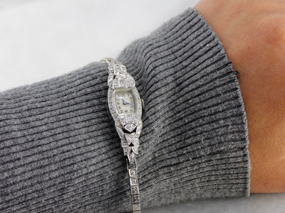 Vintage Ladies Wrist Watch by Hamilton Watch Co., Platinum and Diamond