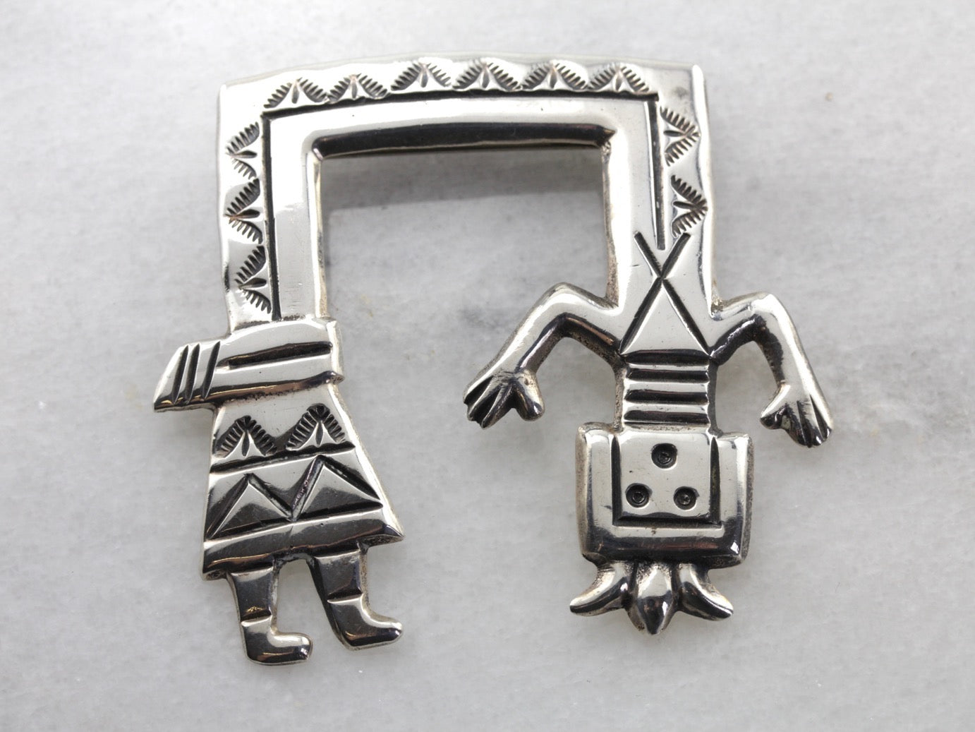 Sterling pins, Kachinas online by Hopi artist