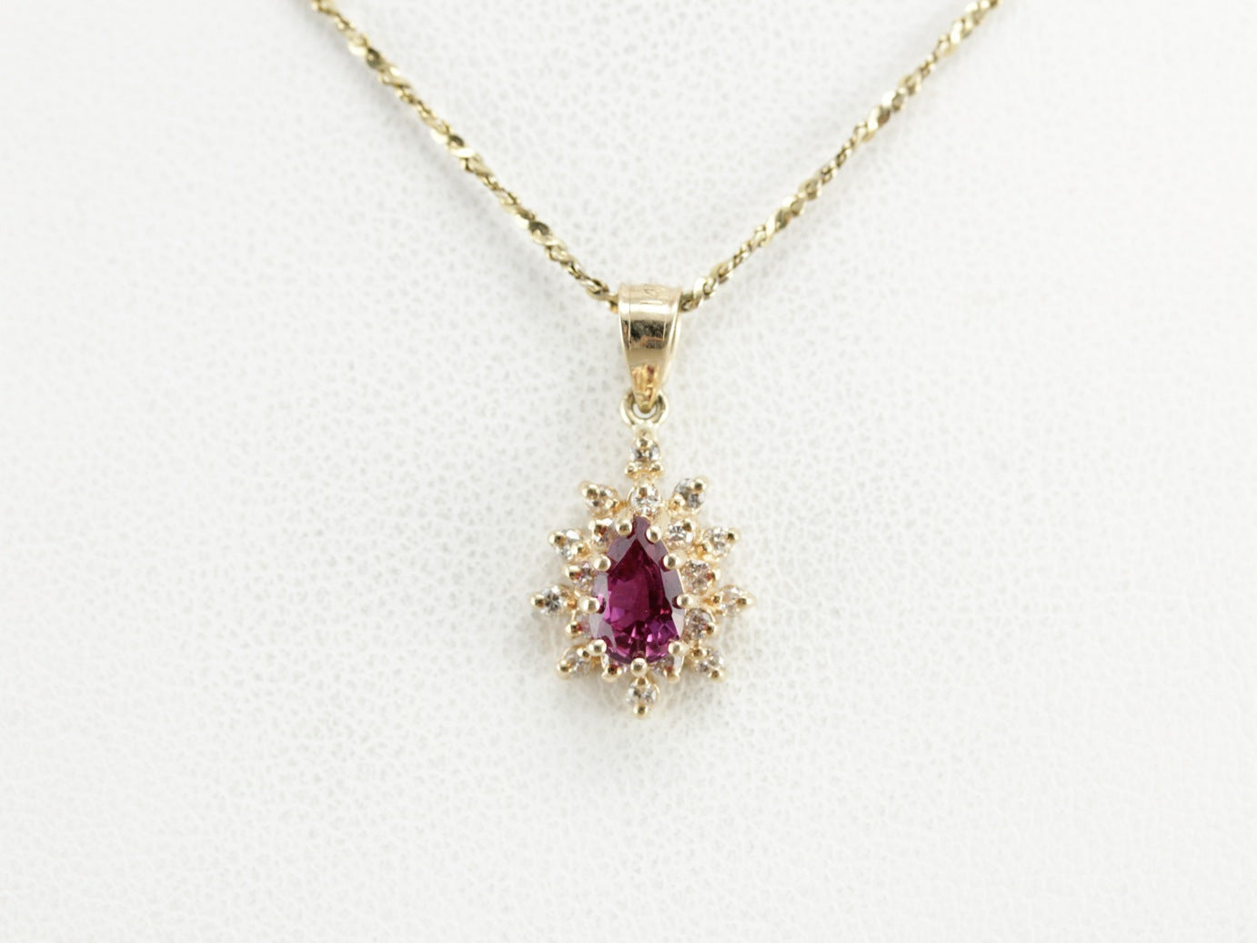 Berry Pink Sapphire Diamond Halo Pendant