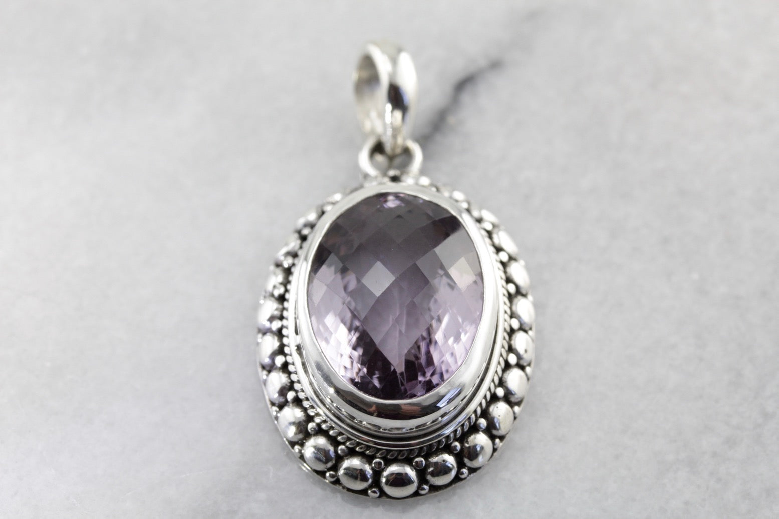 Large popular Gemstone statement sterling silver pendant