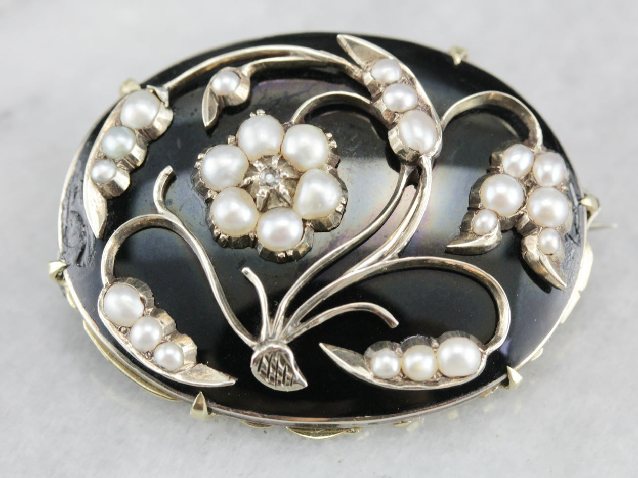 Pearl and diamond brooch online