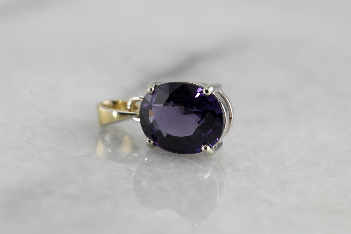 Simple Spinel Gemstone Pendant, A Luxurious Royal Purple Statement Piece for Day or Evening