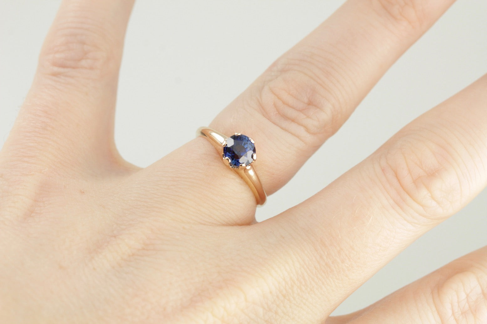 Benchmark Quality Ceylon Sapphire in Versatile Antique Gold Engagement Solitaire Ring