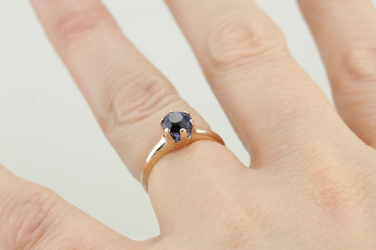 Benchmark Quality Ceylon Sapphire in Versatile Antique Gold Engagement Solitaire Ring