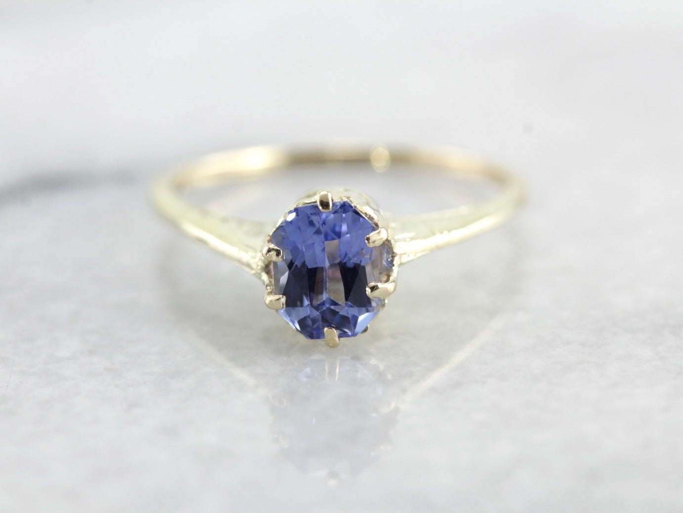 Art Nouveau Sapphire Solitaire Engagement Ring