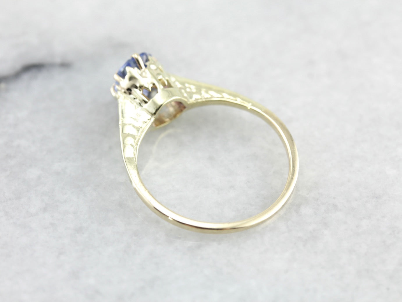 Art Nouveau Sapphire Solitaire Engagement Ring