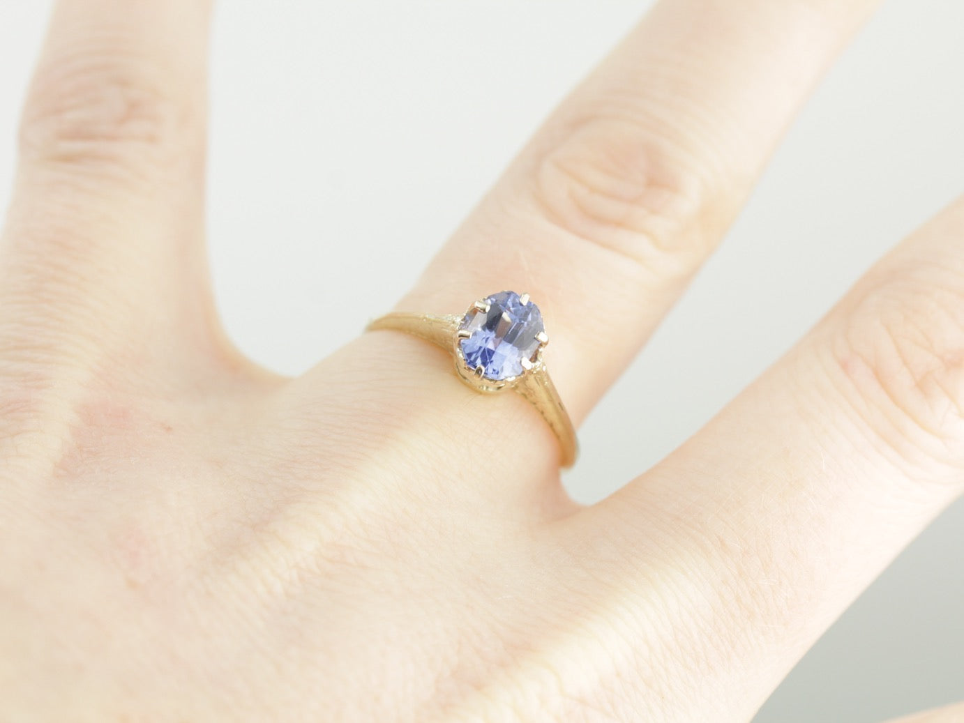 Art Nouveau Sapphire Solitaire Engagement Ring