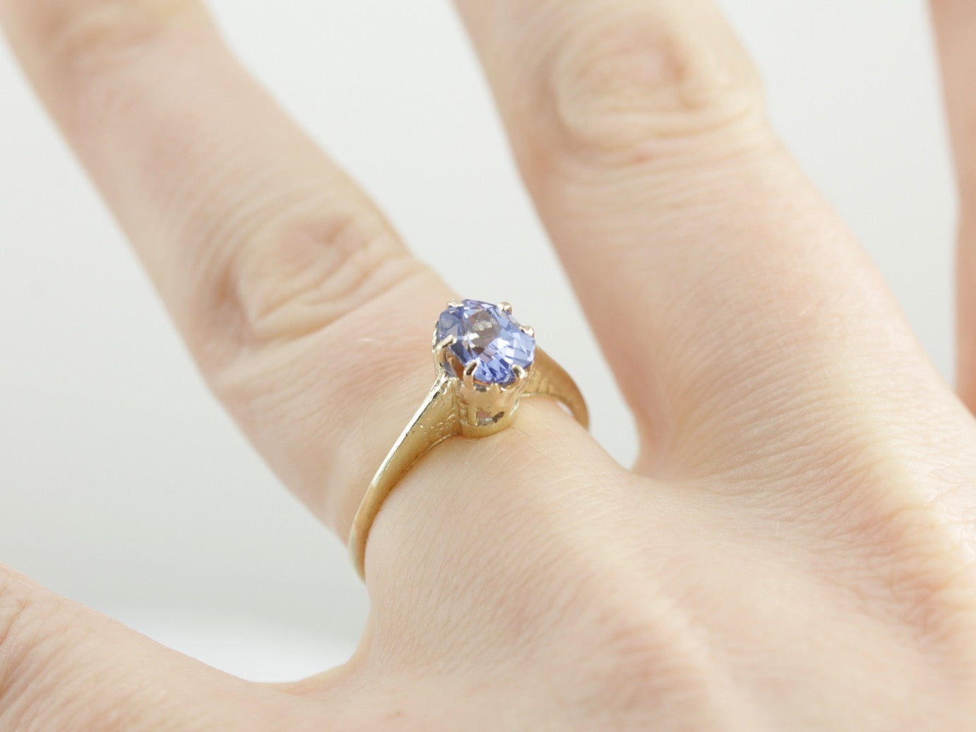 Art Nouveau Sapphire Solitaire Engagement Ring