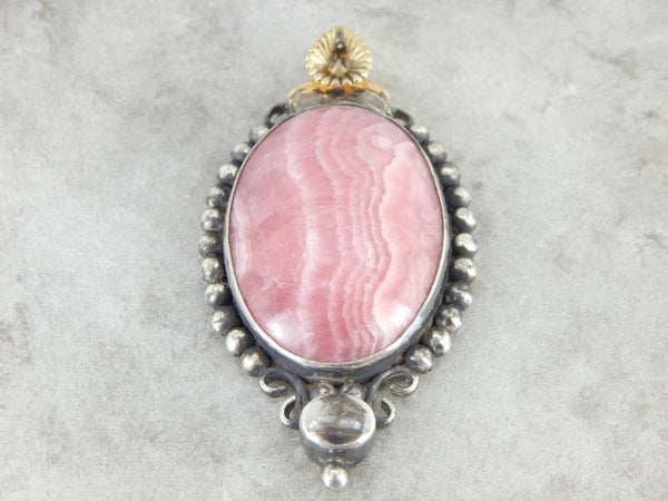 Pink hotsell Rhodochrosite Pendant Filigree Bail