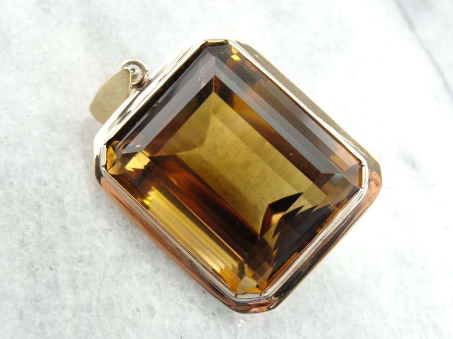 Bold Statement Smoky Quartz Pendant in Yellow Gold