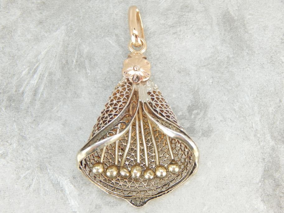 Fine Filigree Lily Floral Pendant