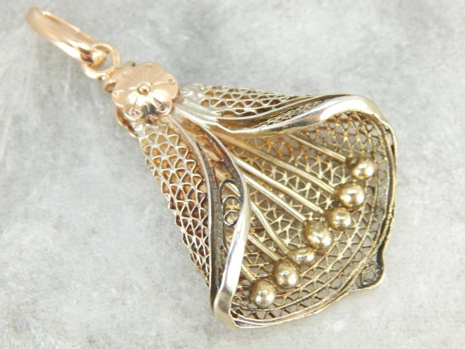 Fine Filigree Lily Floral Pendant