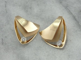 Modern Polished and Textured Diamond Designer Earrings