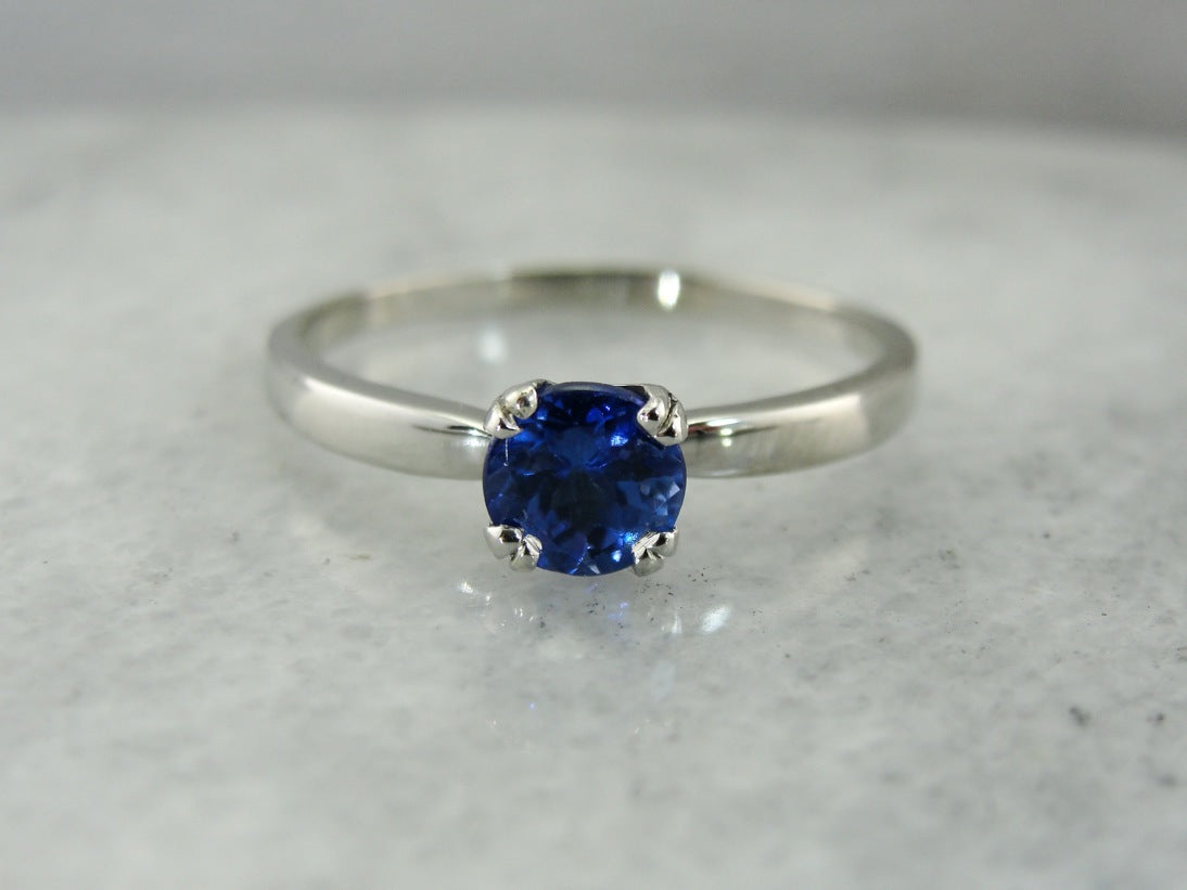 Sapphire Solitaire Platinum Engagement Ring