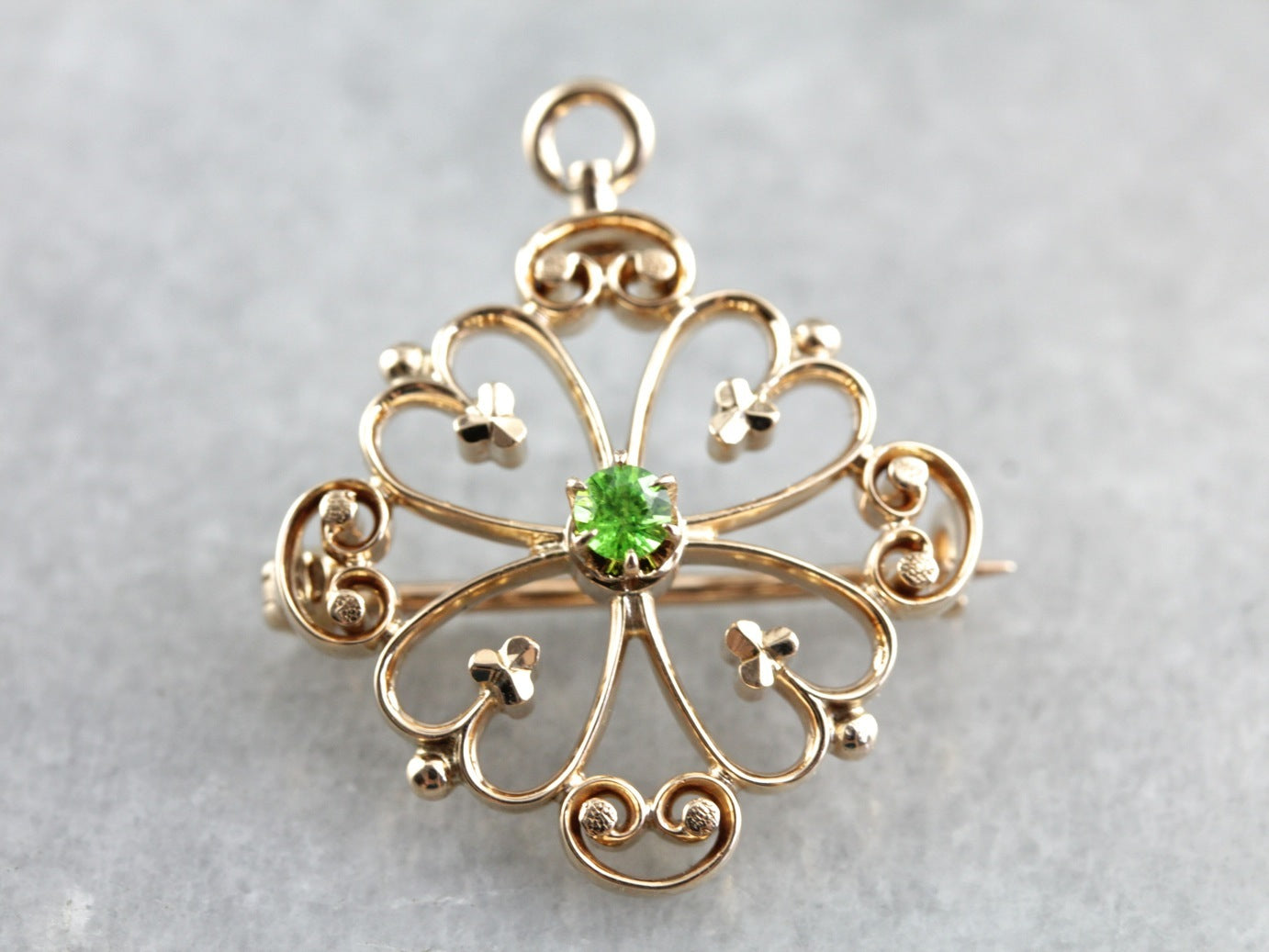 1stDibs Pearl 9k Gold Antique Spider Brooch Demantoid Edwardian