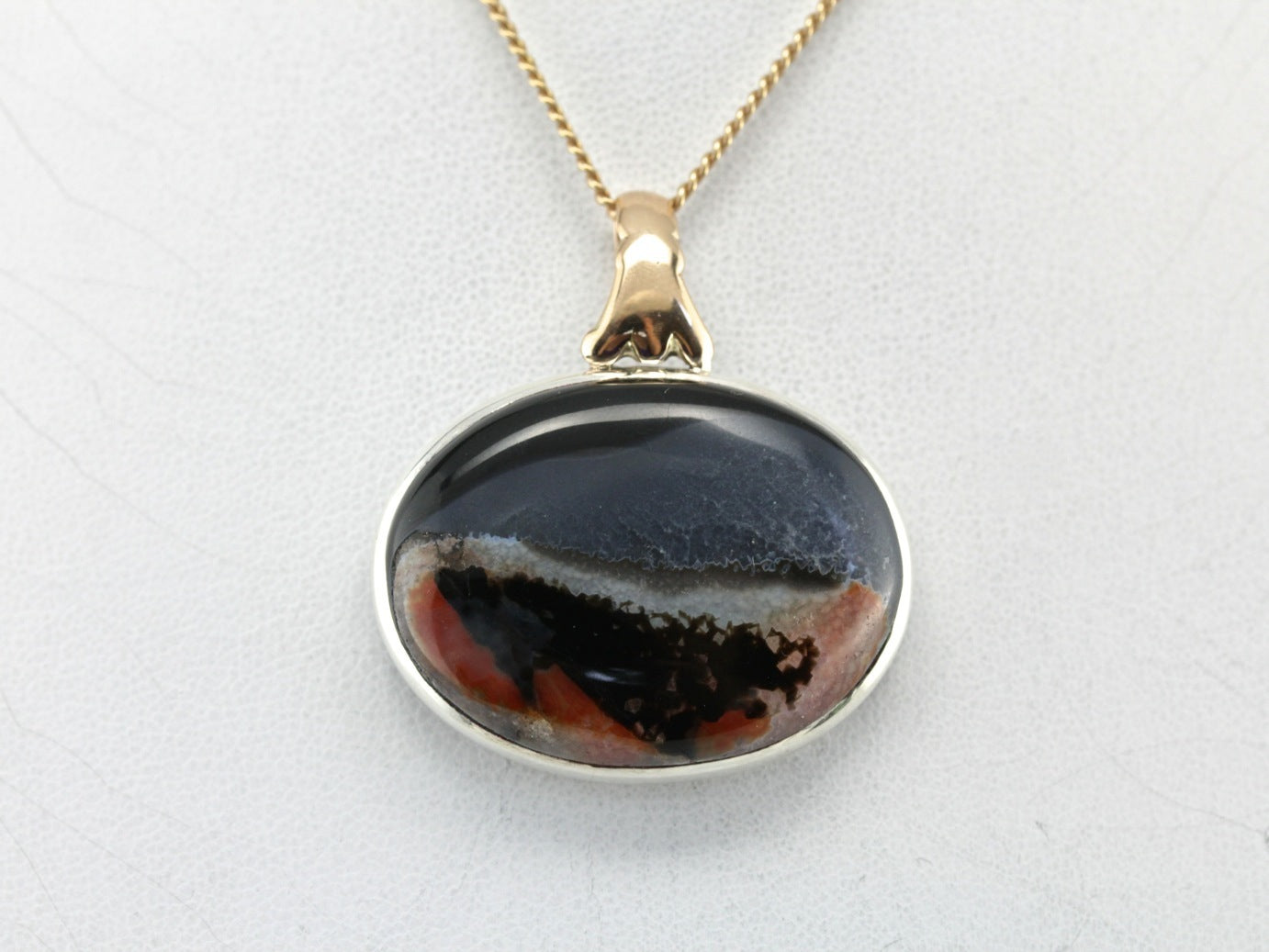 Carnelian Moss Agate Large Gemstone Pendant