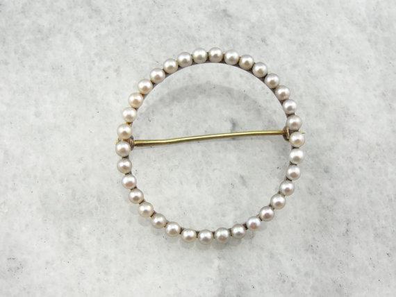 Antique Seed Pearl Circle Pin