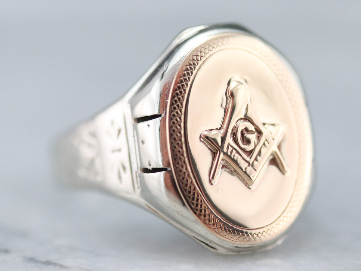 Men's Mixed Metal Masonic Ring