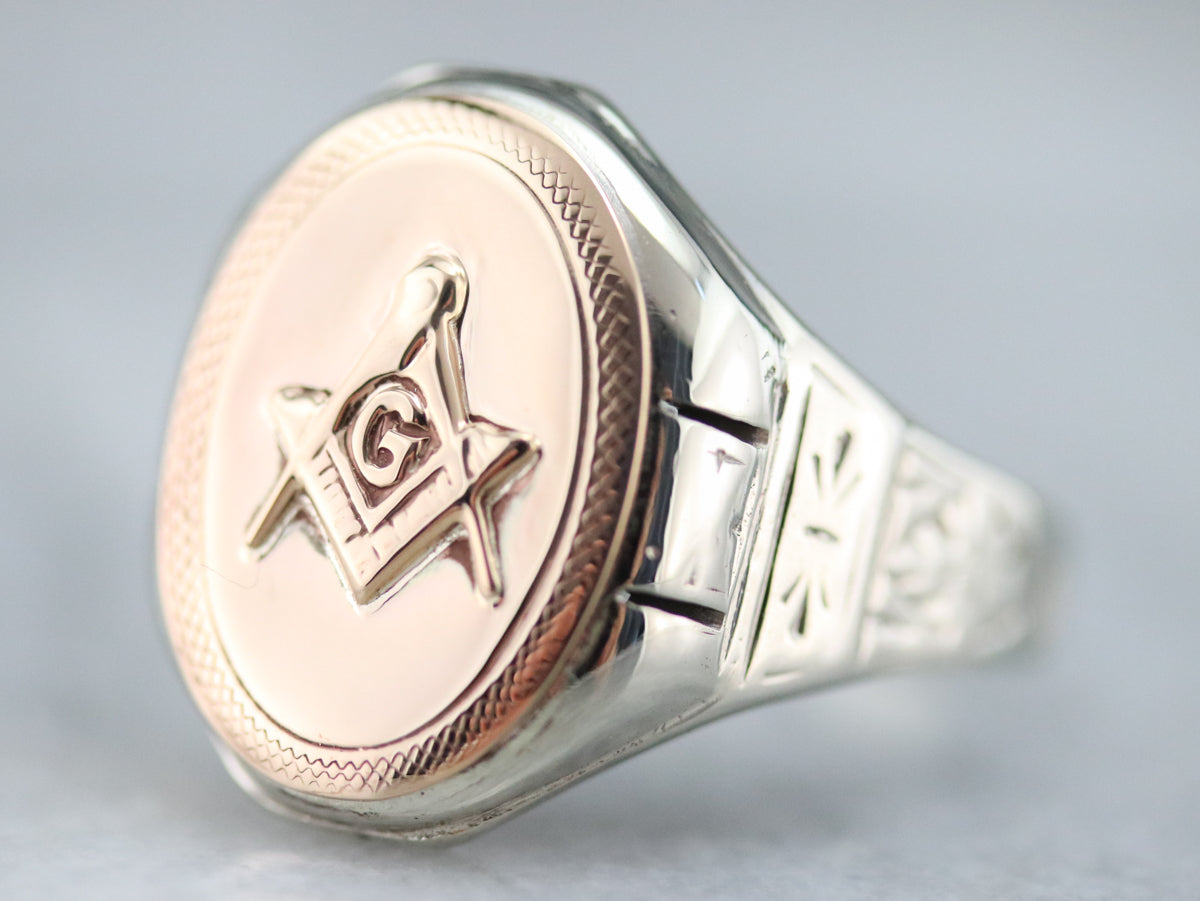 Men&#39;s Mixed Metal Masonic Ring