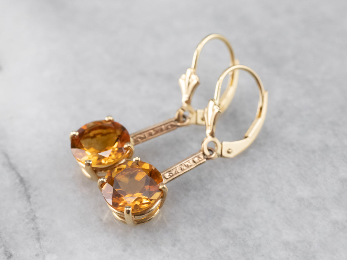 Citrine and Gold Drop Earrings