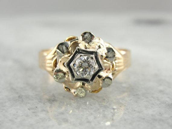 Retro Era Vintage Diamond Cocktail Ring