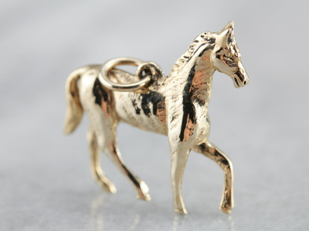 Horse hot 10K Gold Vintage Charm For Bracelet