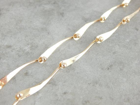 Hand Made Modernist Yellow Gold Necklace