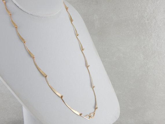 Hand Made Modernist Yellow Gold Necklace