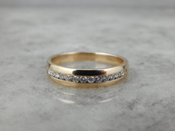 Classic Channel Set Diamond Gold Wedding Band