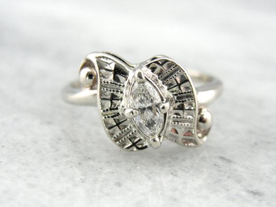 Retro Era and Marquise Cut Diamond Ring