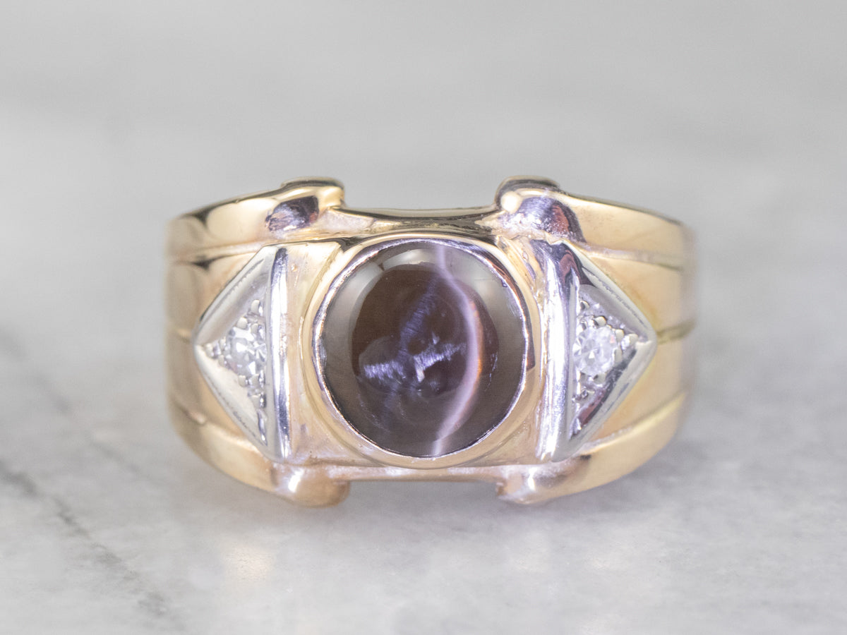 Men&#39;s Cat&#39;s Eye Sillimanite Statement Ring