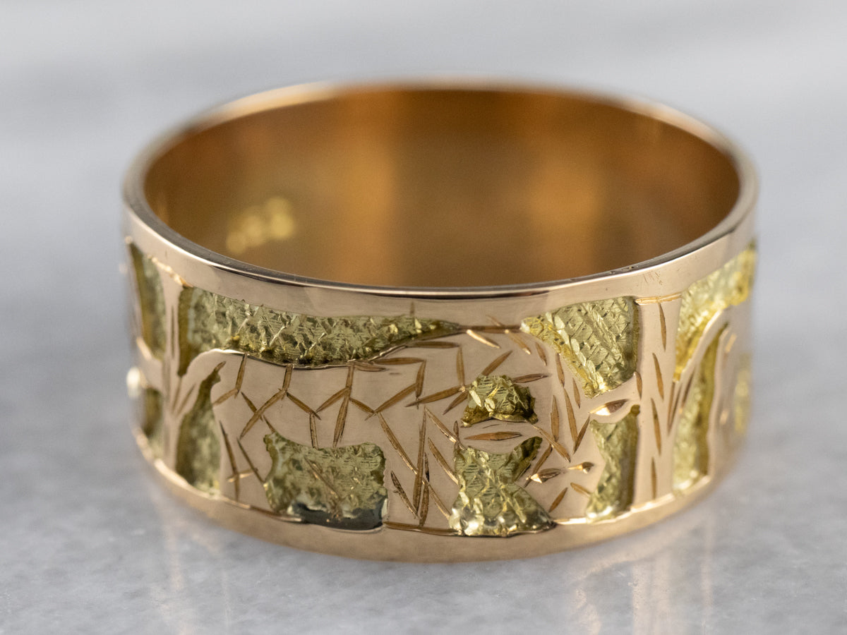 Two Tone 18K Gold African Safari Cigar Band