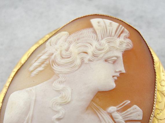 Over-sized Shell Cameo Brooch from Early 1900&#39;s